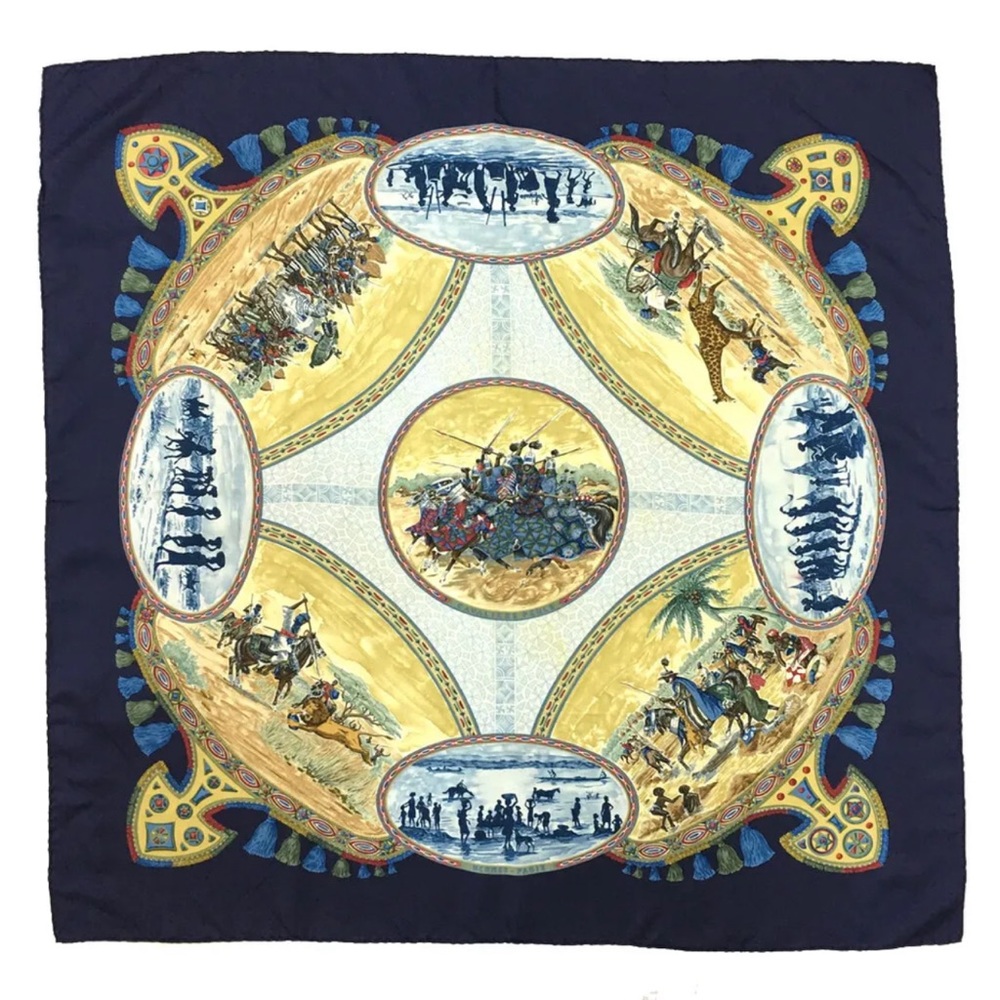 HERMES CAVALIERS PEULS Carre
90 Multicolor Silk 100% Scarf /
HE2550